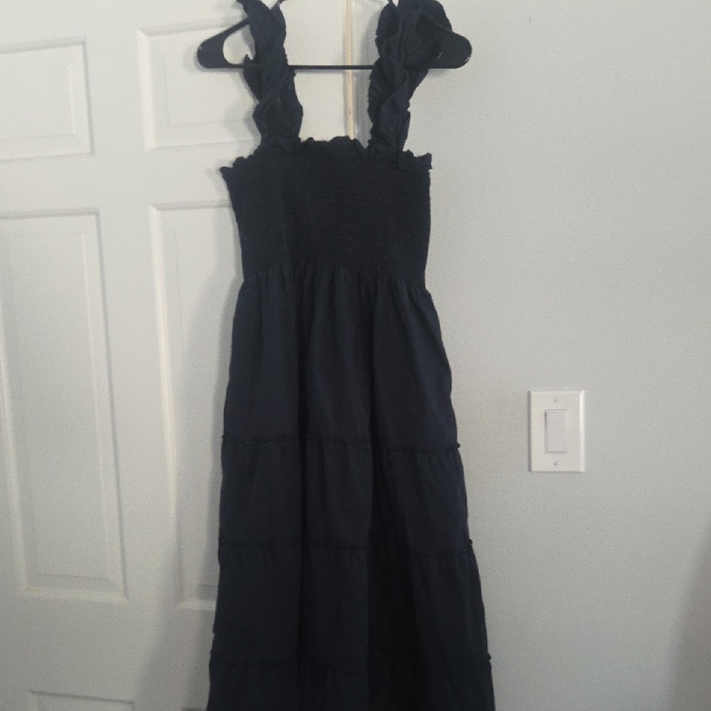 Hill House Black Ruffle Strap Dress
